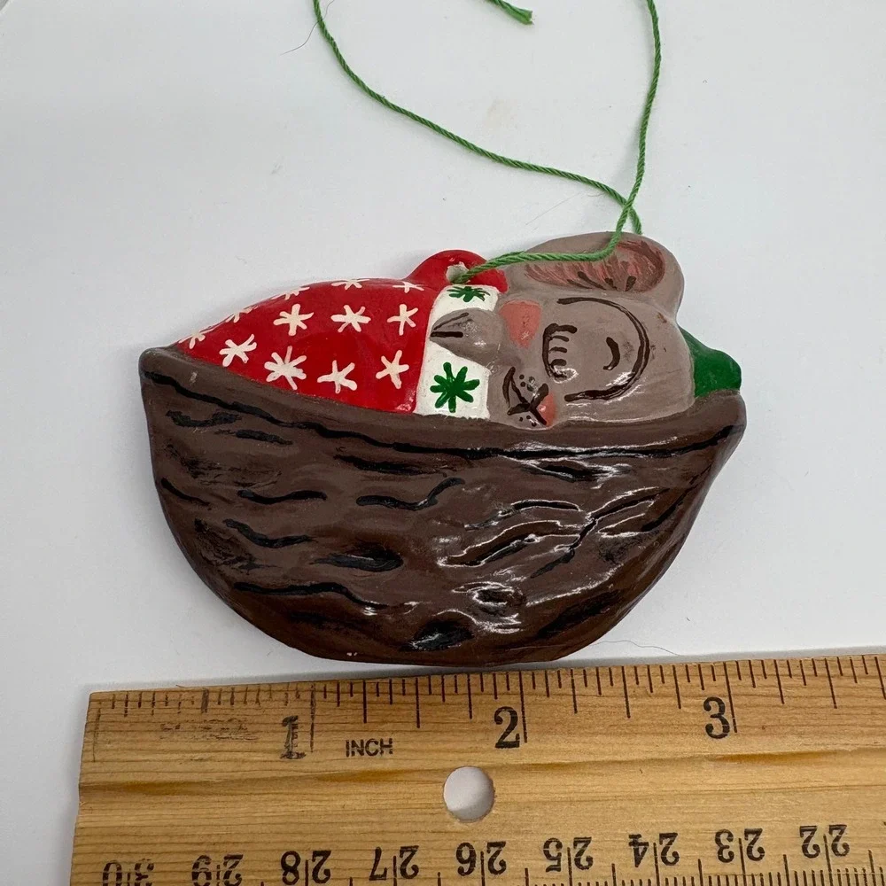Handmade‎ Ceramic Mouse Sleeping Walnut Shell Christmas Ornament Christmas Decor